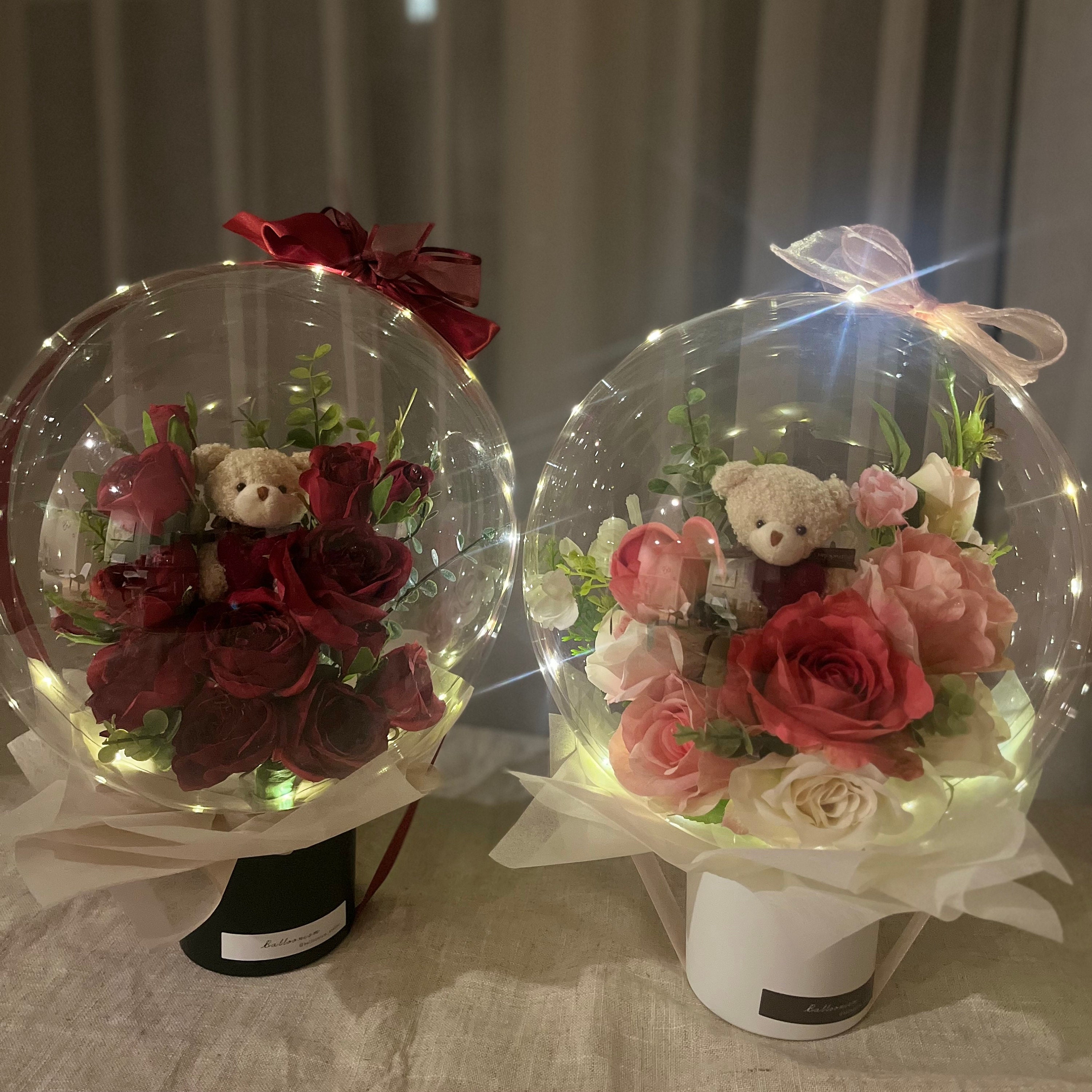 Rose Flower Balloon Bouquet: Teddy Bear Gift - Etsy