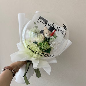 Graduation bouquet: flower arrangement, Flower balloon, personalized gift, Flower bouquet, recital flower bouquet, Graduation gift Green Bouquet