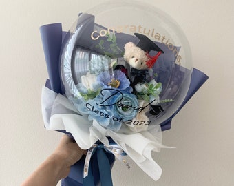 Graduation bouquet: flower arrangement, Flower balloon, personalized gift, Flower bouquet, recital flower bouquet, Graduation gift