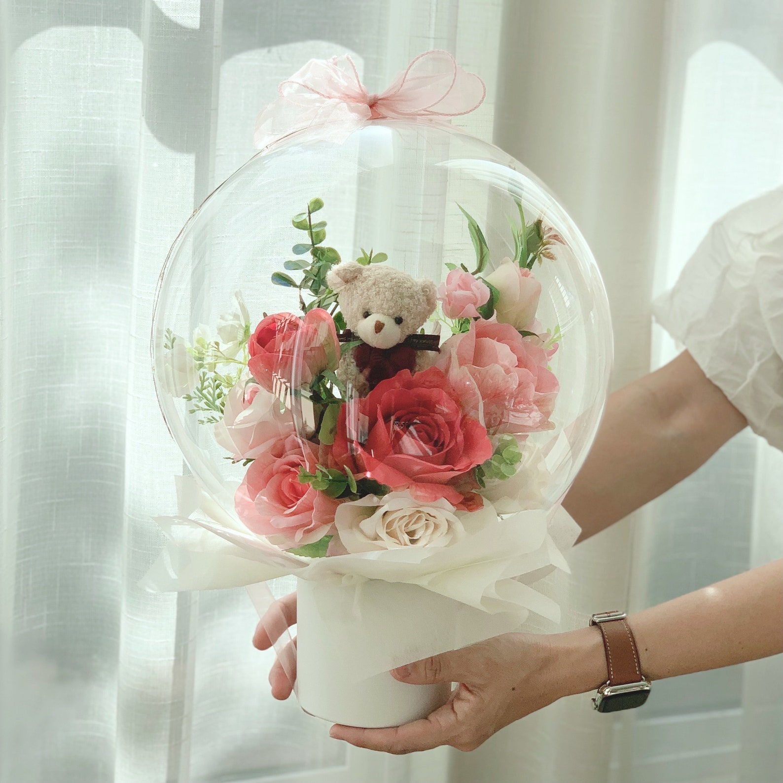 Rose Flower Balloon Bouquet: Teddy Bear Gift - Etsy
