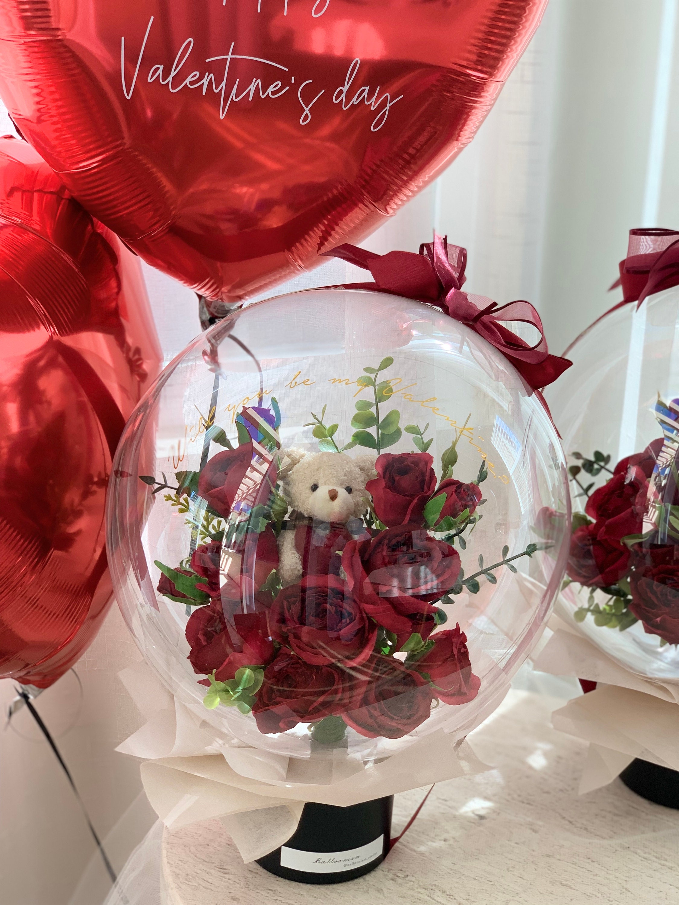 Rose Flower Balloon Bouquet: Teddy Bear Gift - Etsy