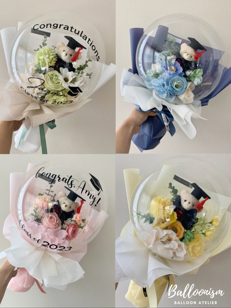 Graduation bouquet: flower arrangement, Flower balloon, personalized gift, Flower bouquet, recital flower bouquet, Graduation gift image 4