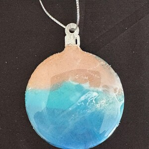 Christmas Ornament - Ocean themed - Hand made resin fluid art.