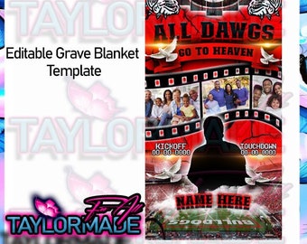 Digital 3D Memorial Grave Blanket Photoshop Editable Template
