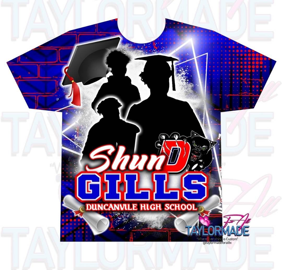 Digital 3D Senior Graduation Duncanville Blue All Over Print