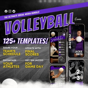 125+Canva Social Media Templates for Volleyball Teams (Season Schedule, Game Day, Final Score, Player Feature)