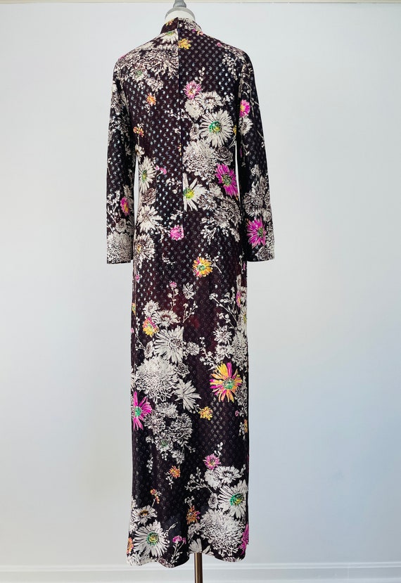 Vintage Lurex Flower Cheongsam Dress/ Size S - image 3