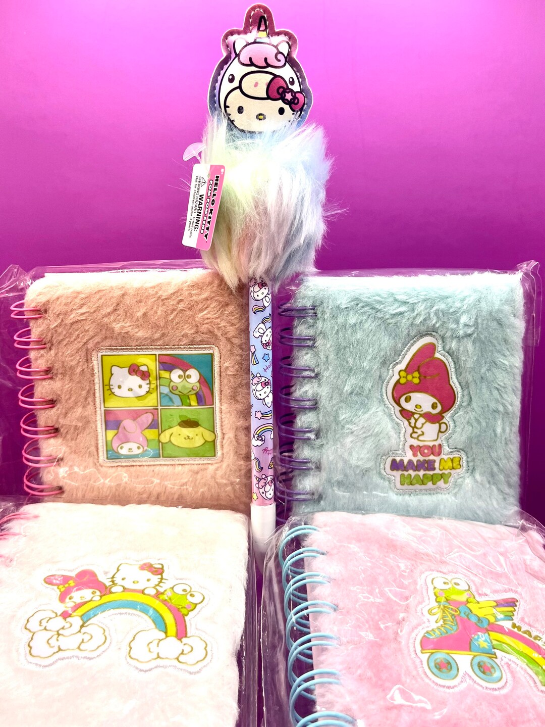 Sanrio Characters 4 Fuzzy Notebooks Etsy