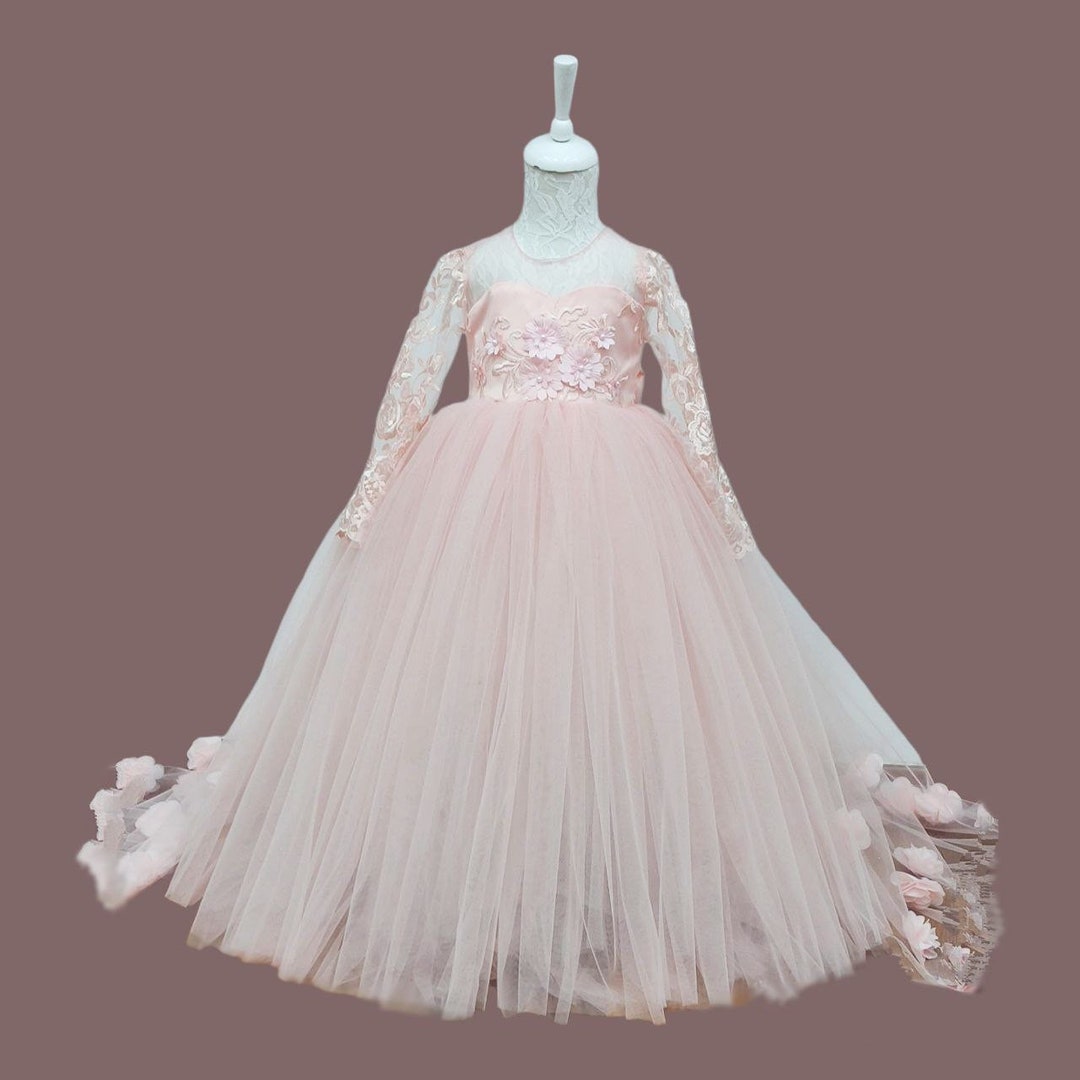 Flower Girl Soft Pink Tulle Dress, Toddler Party Dress, Birthday Dress
