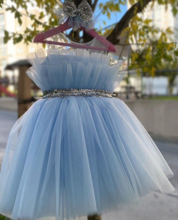 Girls Blue Party Dress -  2T