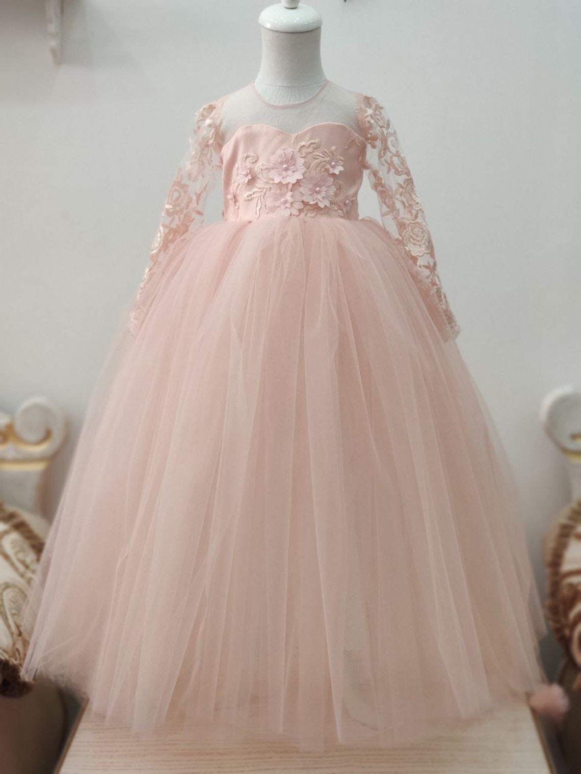 Flower Girl Blush Dress, Toddler Party Dress, Birthday Dress, Girls