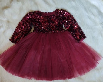 burgundy infant dress