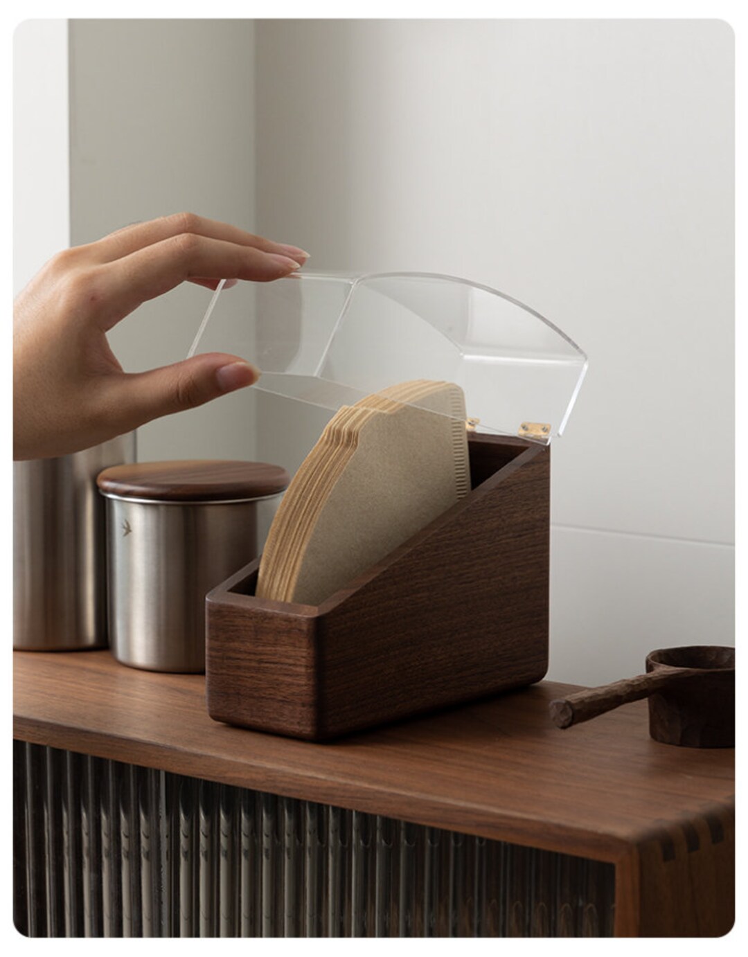 Wooden V60 Coffee Filter Paper Storage Container With Etsy