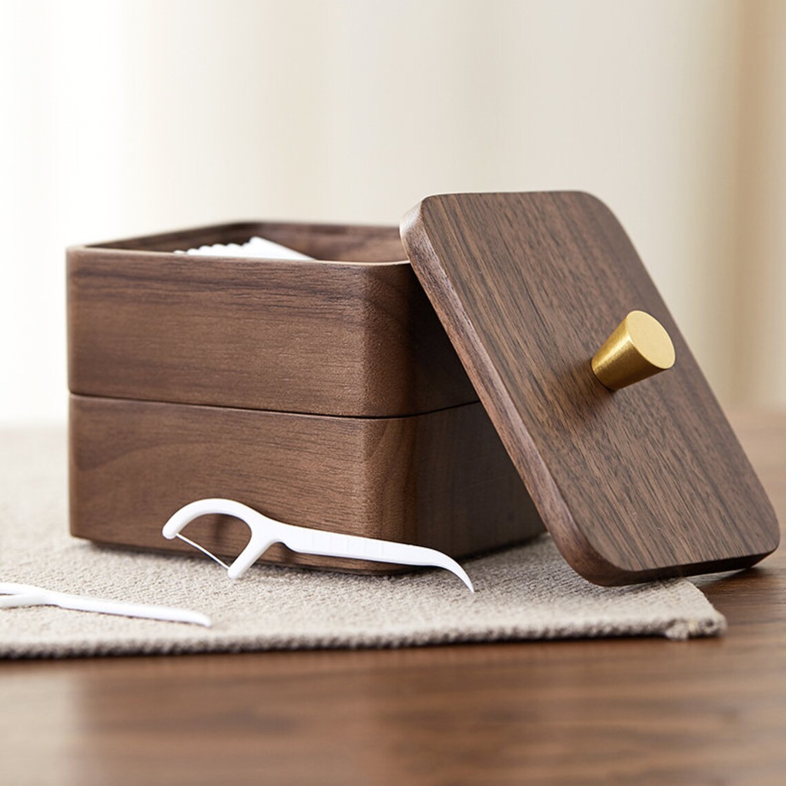 Walnut Wood Dental Floss Casedouble Layer Dental Floss Etsy UK