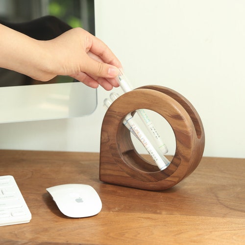 Handmade Wood Pen Cup Holderoffice Desk Organizer Etsy