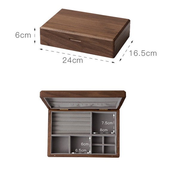 Solid Walnut Storage Box Wood Rectangular Jewelry Box With Lid