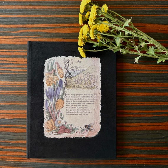 Arches Cold Press 300gsm (140lb)  Watercolour Sketchbook, 100% Cotton Paper, 7.5 x 5.5”, Portrait, Fine Art Notebook, Faux Black Suede Cover