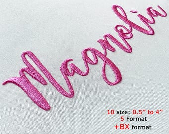 Magnolia Script Embroidery Font in BX PES DST JEf VP3 EXp Format, Cursive Embroidery Font, Alphabet Embroidery Design, Pes Monogram Font