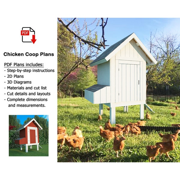 Chicken Coop Plans, 4X4 Coop plans, PDF Download