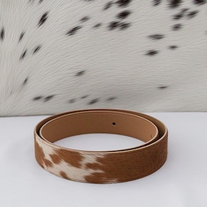 Cowhide Hair-on Leather Belts - Unisex Real Leather Belts - Genuine Cow Hair Leather Belts - 100% Natural Cowhide Fur Leather Unisex Belts