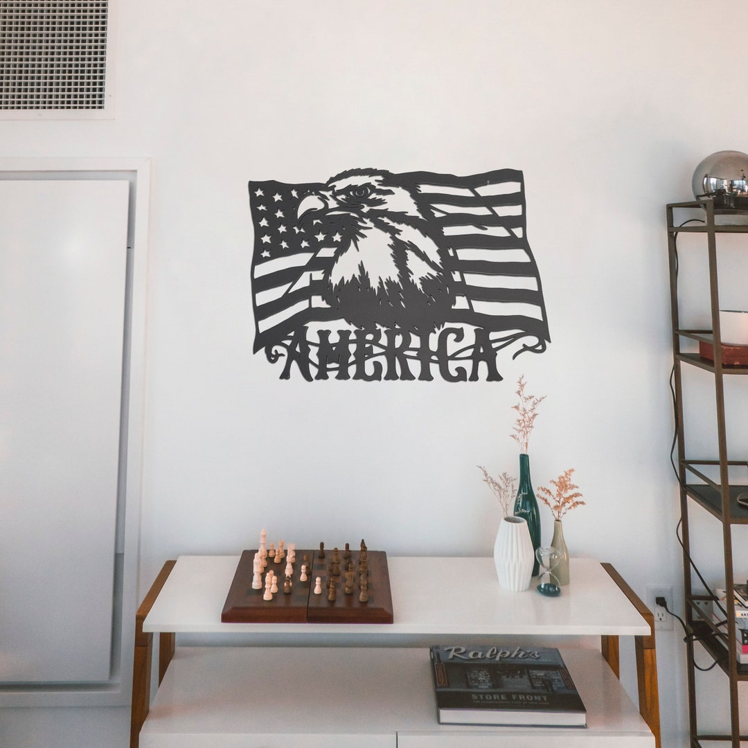 American Flag Metal Art, American Eagle, Metal Sign, Patriotic Sign, Etsy