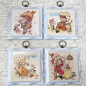 VINTAGE Set/ 4 "Homeco" Children's Art Print Plaques- NIB