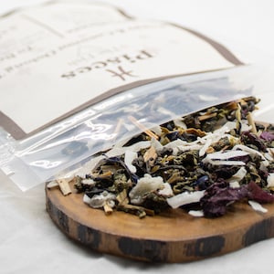 Vissentheemelange | Oolong-theemelange van vlindererwtenbloem, kokosnoot en citroengras | Astrologie-theemelange