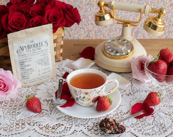 Aphrodite's Tea Blend | Strawberry, Cranberry, & Rose Rooibos Tea Blend