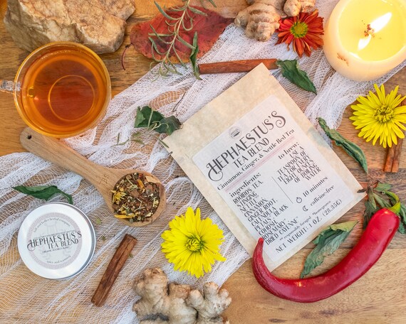Hephaestus's Tea Blend | Cinnamon, Ginger, & Stinging Nettle Rooibos Tea Blend | Spicy Tea Blend | Inflammation Tea Blend