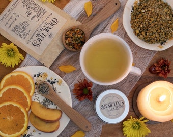 Mezcla de té Demeter / Mezcla de té de manzanilla con cítricos, melocotón y lavanda / Mezcla de té calmante / Mezcla de té para dormir