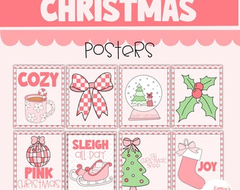 Pretty in Pink Christmas Classroom Poster Printable Decor