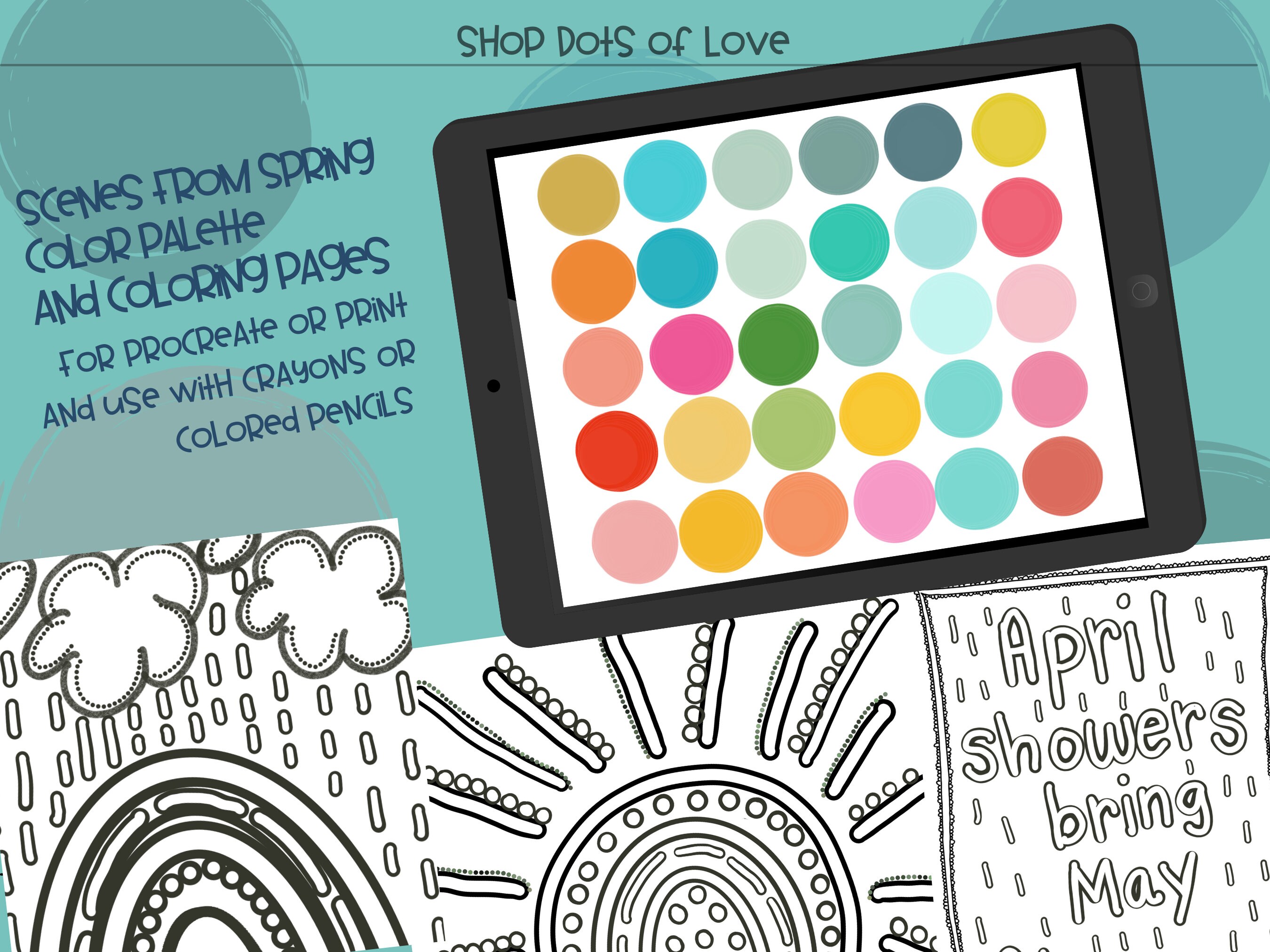 3 Coloring Pages For Spring Digital Printable Coloring Pages Print Color Frame Free 1 Procreate Color Palette