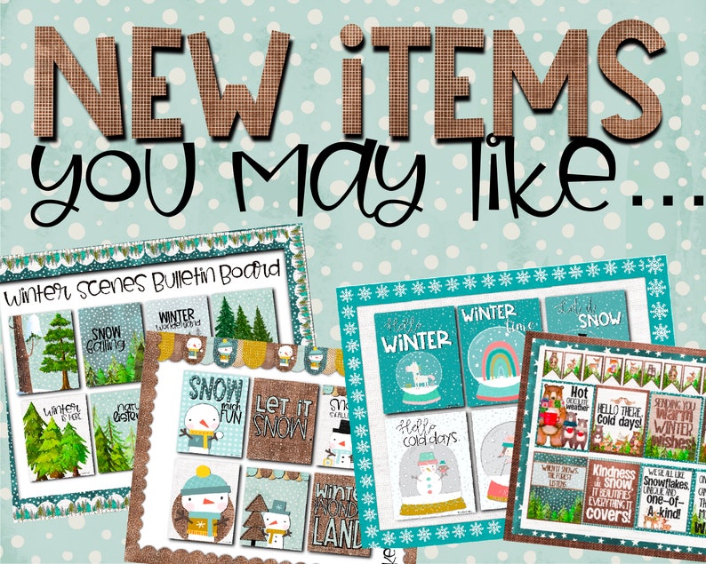 Winter Animals Bulletin Board Kit Warm Winter Quotes Etsy