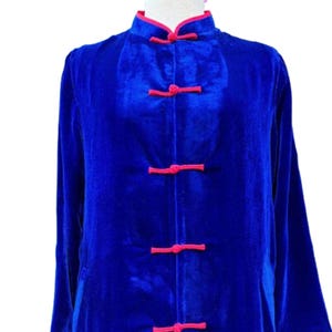 Classy Silk Velvet Mandarin Coat, Luxury Long Chinese Collar and Button Coat for Women, Custom Sizes and Colors, Handmade in Vietnam