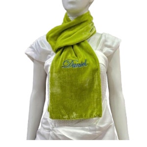Personalized Luxury Silk Velvet Scarf for Women in Various Colors, Name/Initial Embroidered Silk Velvet Scarf, Gift for Women and Girl