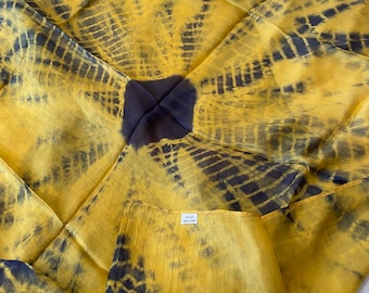 Yellow and Black Silk Scarf, 100% Natural Mulberry Silk Shawn, Long and Big Size