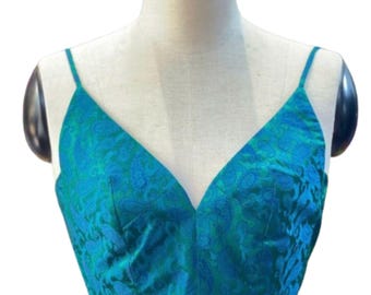 Silk Stylish Summer Top, V-neck Silk Camisole, Silk Crop Top for Women, Silk Spaghetti Strap Crop, Silk Button Back Top, Cropped Tank Top.