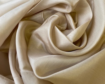 Beige Habotai Silk by the Yard/Meter, Vietnam Natural Mulberry Silk Fabric, 100% Real Silk Fabric for Retail/Wholesale