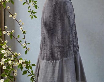 100% Mulberry Silk Wrap Skirt, Free Size, Pleated Midi Skirt, Adjustable Tie Waist, Elegant Wear, Flowy Bohemian Maxi