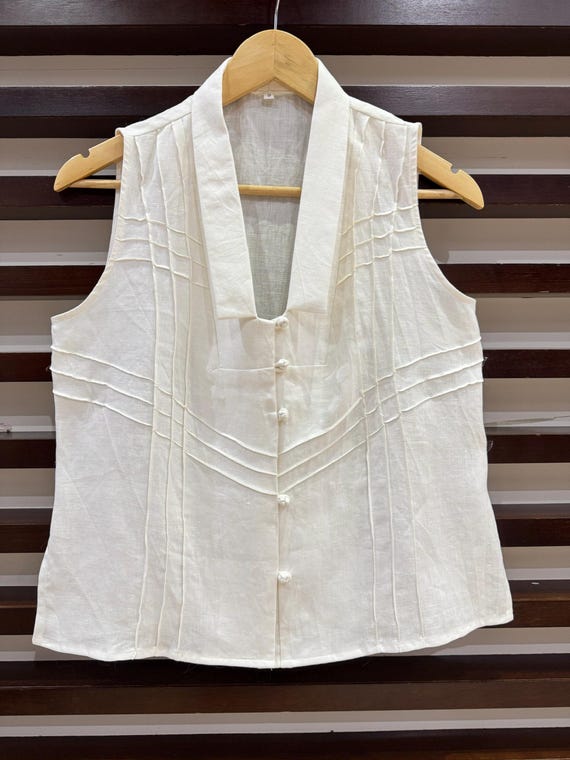 Sleeveless Linen Top with Pleats for Women, Summer Linen Blouse, Loose Linen Basic Top for Female, Linen Tank Top in Custom Sizes and Colors