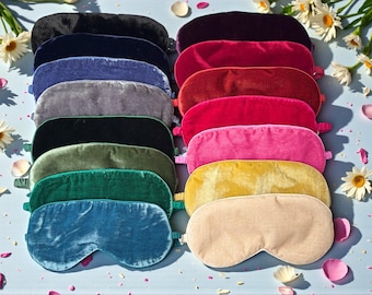 Luxurious Silk Velvet Sleep Mask, Silk Backing Eye Cover, Travel Essential, Soft & Comfortable, Bridesmaid Gift, Multiple Colors Available