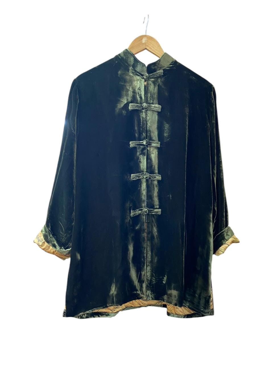 新品タグ付CLANE NO COLLAR CHINA COAT Shanghai Tang Silk Velvet Mandarin Jacket | Chairman Mao Chinese