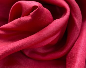 Red Pure Silk Fabric by the Yard/Meter, 100% Natural Mulberry Silk Woven in Vietnam for Clothing/Face Masks