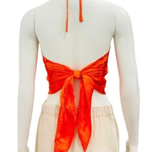 Yem. Áo Yếm in Silk Fabric, Women&#39;s Silk Top with Open Back, Silk Camisole in Various Colors, Summer Silk Top, Free Size Silk Top.