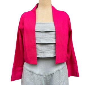 Cropped Linen Cardigan, Long Sleeve Linen Jacket for Women, Linen Summer Jacket, Linen Blazer in Custom Sizes and Colors.