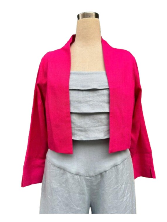 Cropped Linen Cardigan, Long Sleeve Linen Jacket for Women, Linen