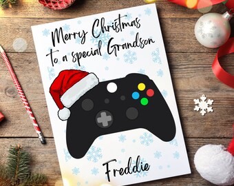 Personalized Gamer Christmas Card for Grandson