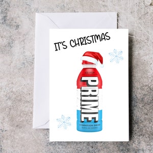 Prime Christmas card, Prime drink Christmas card, It&#39;s Christmas PRIME, Prime pun card, Prime energy drink Christmas card, Prime card