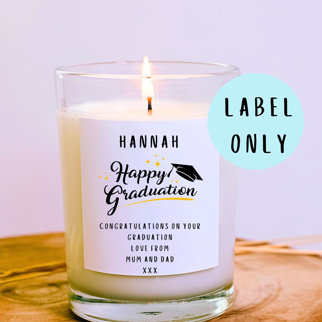 Personalised Graduation Candle Label, Personalised Graduation Gift ...