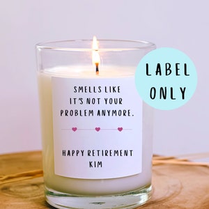 Personalised Retirement candle label, personalised Retirement gift, funny candle label for retirement, retirement gift, candle label